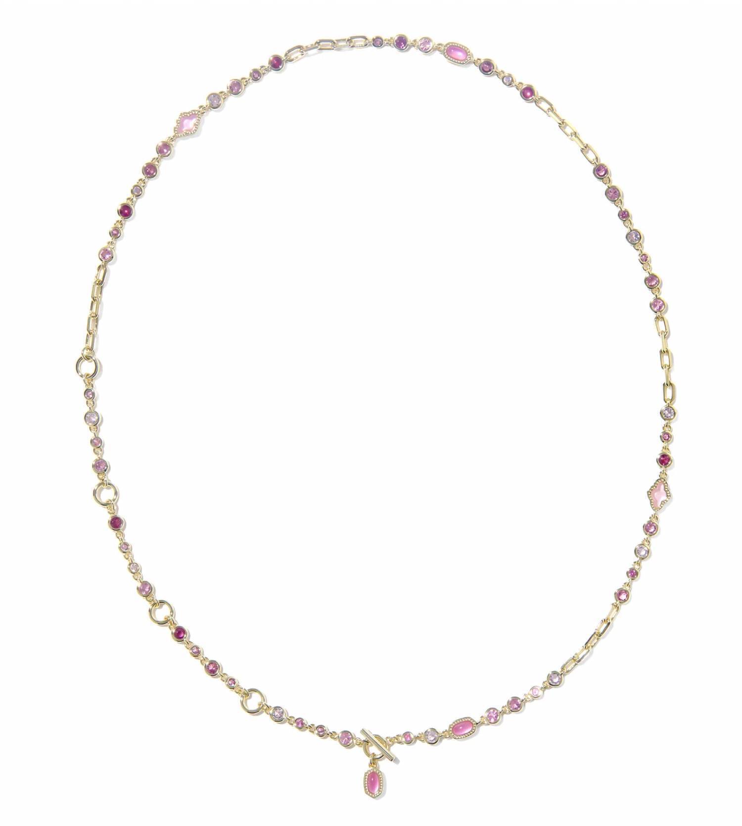 New Kendra Scott Women's Mini Elisa Abbie Strand Necklace In Gold Pink Mix